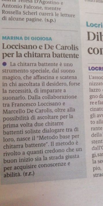 Articolo sulla gazzetta del sud riguardante la pubblicazione di 
