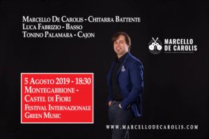 Concerto a Montegabbione del 5 agosto 2019 di Marcello De Carolis - Chitarra battente Luca Fabrizio - Basso Tonino Palamara - Cajon