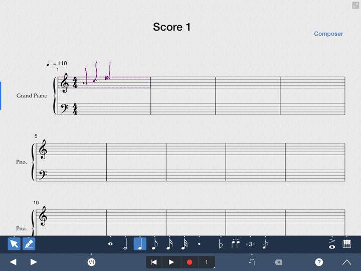 inserimento note musicali con scrittura a mano con symphony pro 5 su ipad