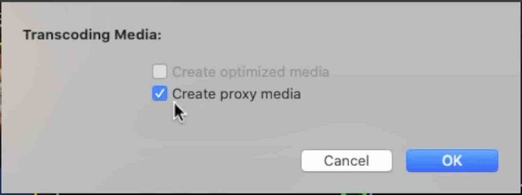 finestra creazione file proxy media Final Cut Pro x