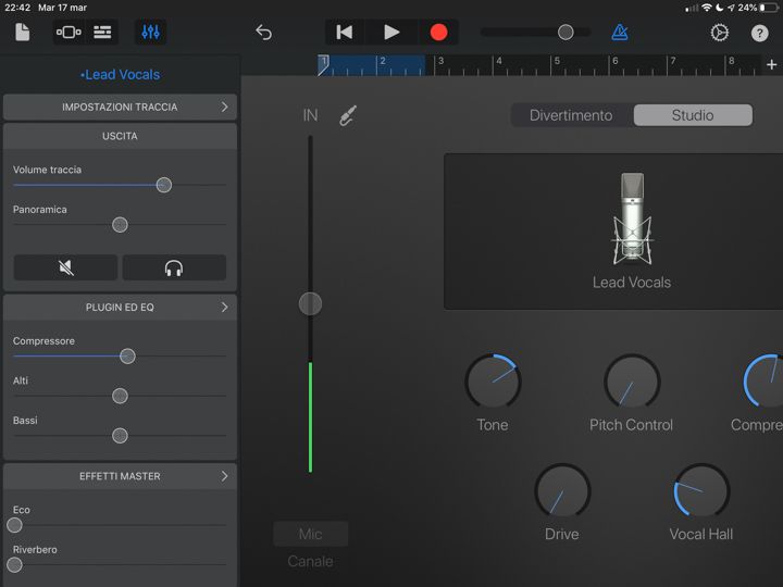 Plugin in garage band app ipad