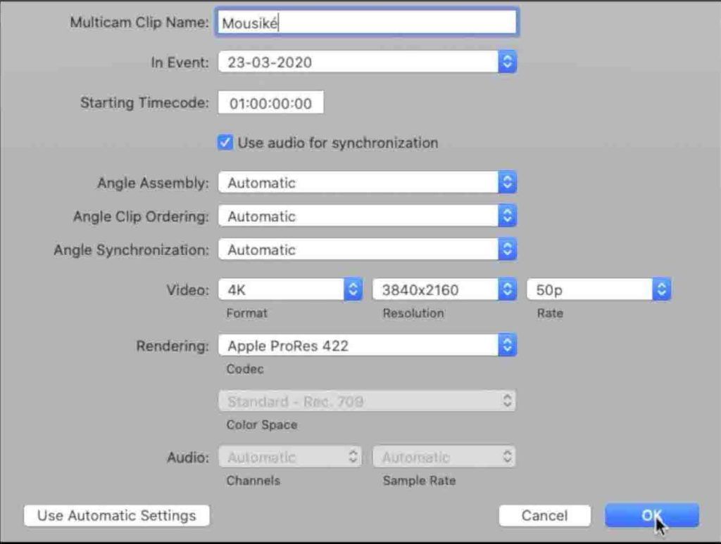 rinominare multicam Final Cut Pro x