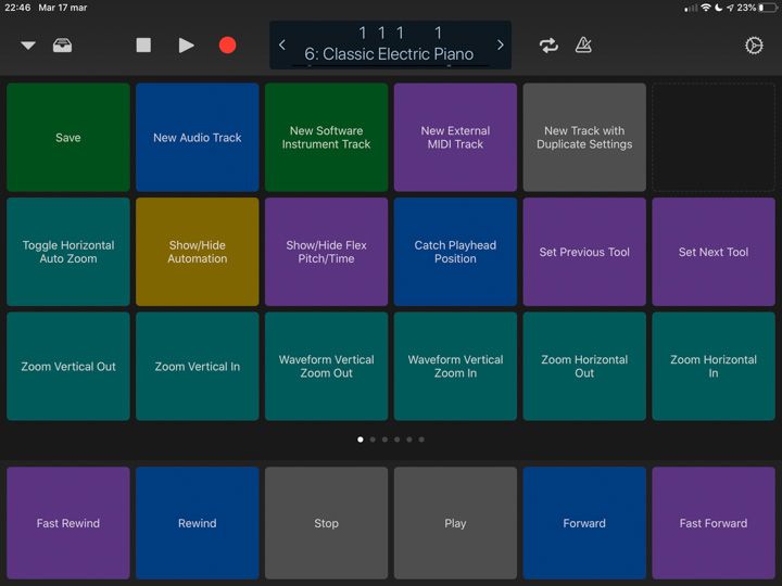 Tasti rapidi in logic remote per pilotare Logic Pro x sul mac