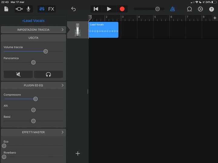 Traccia registrata in garageband