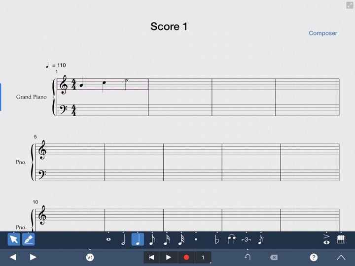 Symphony pro 5 trasforma le note musicali inserite a mano libera