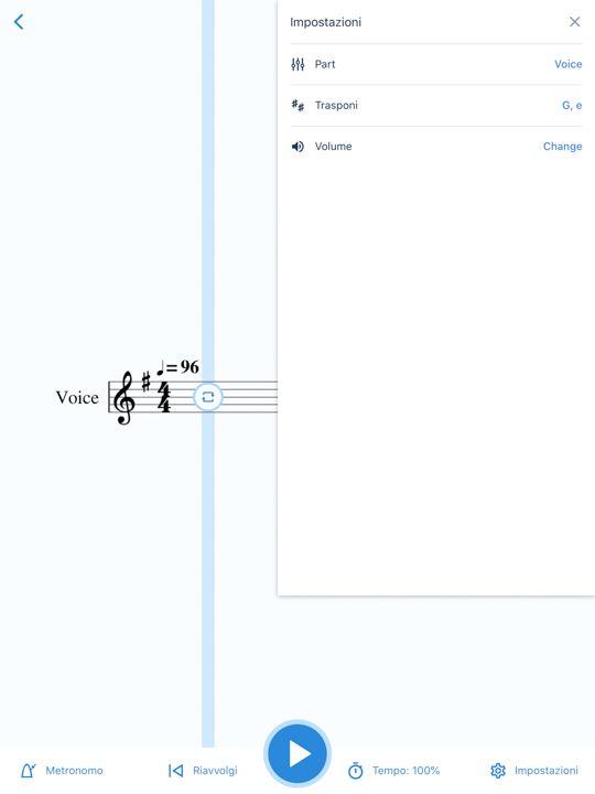 Visualizzazione di una singola parte in musescore