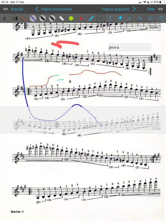 annotare come su un foglio di carta in forscore