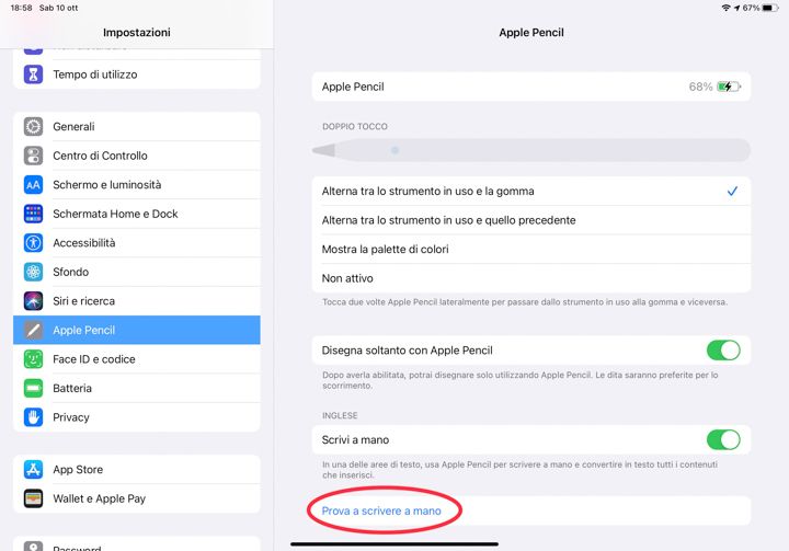 Prova a scrivere a mano su ipad