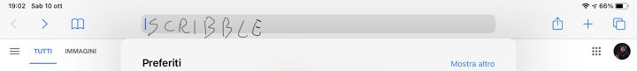 Scrittura a mano con Apple Pencil su safari