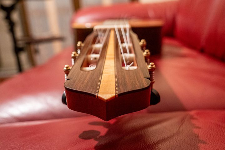 Vista dalla paletta della chitarra classica Guagliardo