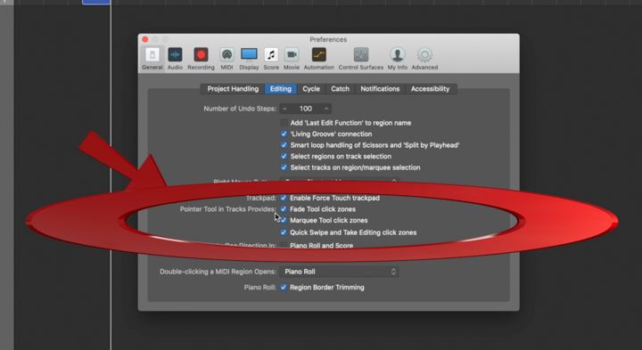 Attivare funzionalità avanzate mouse in logic pro x