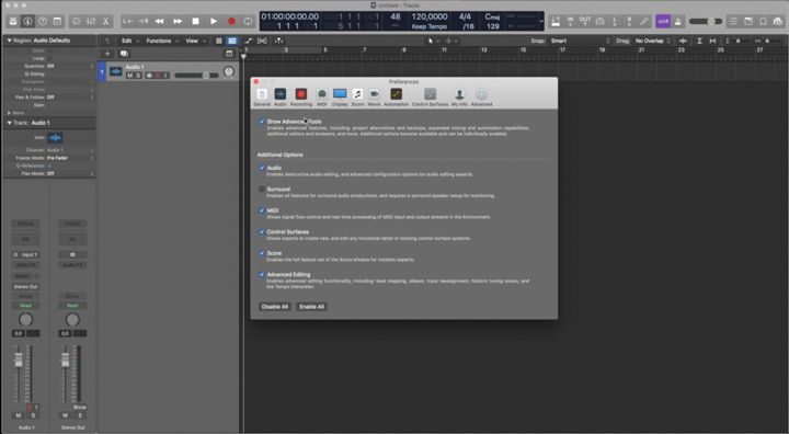 Logic Pro con advanced tool