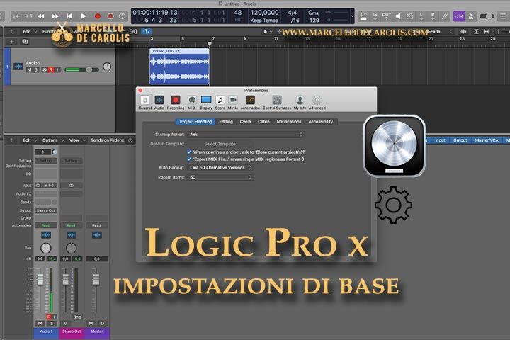 Logic Pro x impostazioni di base