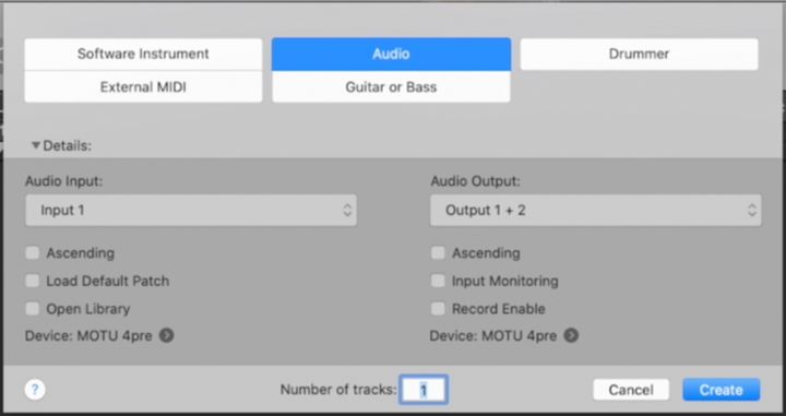 Creazione traccia audio