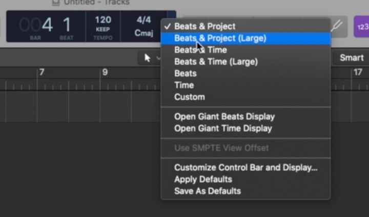 i diversi display lcd di Logic Pro x