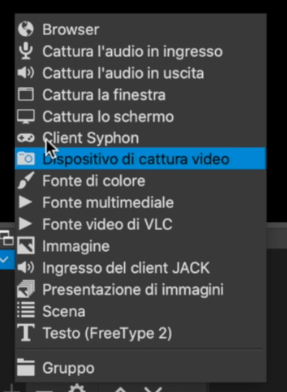 Aggiungere un dispositivo di cattura video in OBS