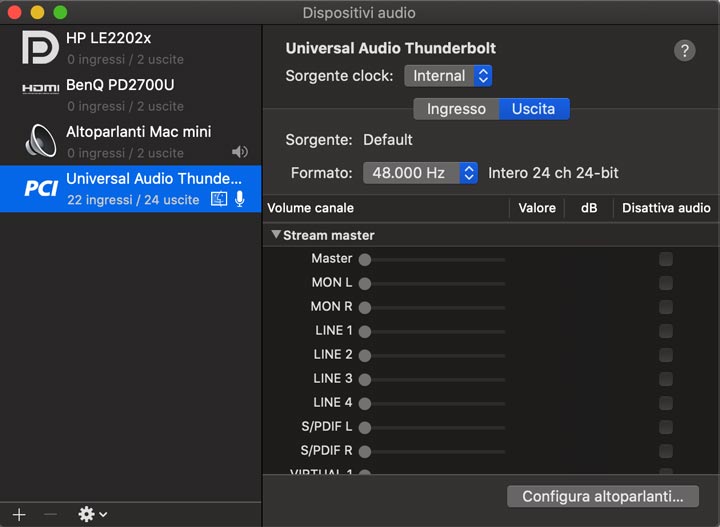 Configurazione audio midi mac