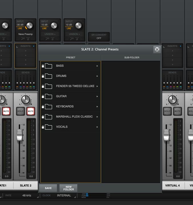 Preset in insert In console