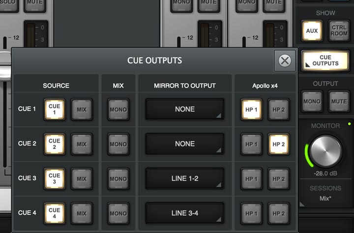 Cue output universal audio