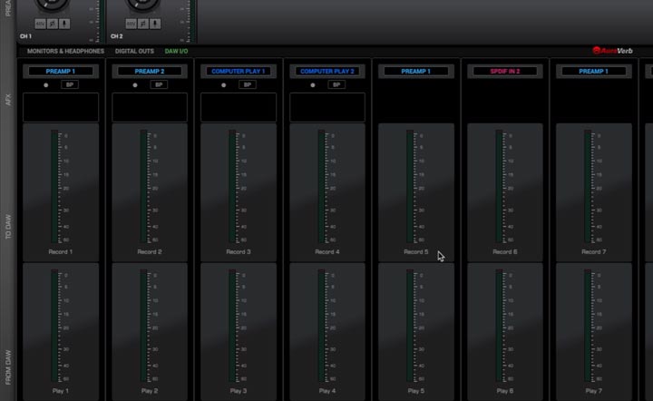 Input e output della daw in zengosc di Antelope