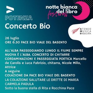 Concerto all'alba Cordaminazioni Potenza notte bianca del libro