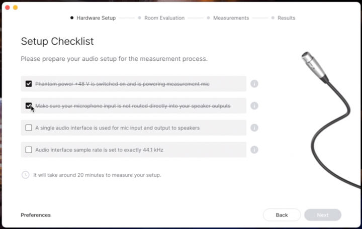 setup checklist di reference measure