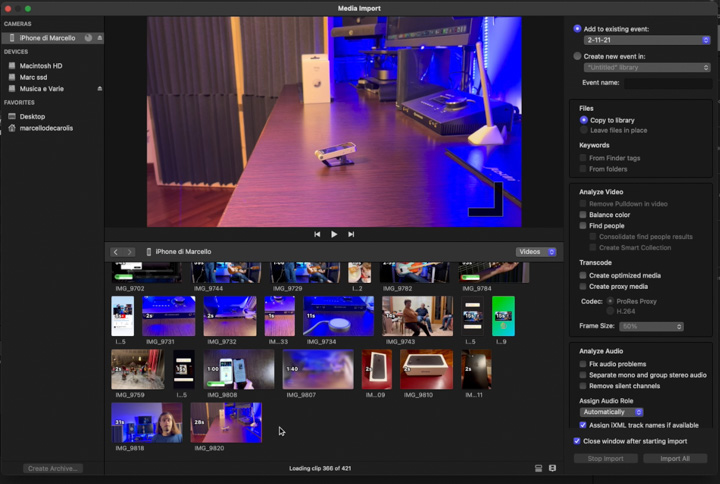 Importare video iPhone su Final Cut