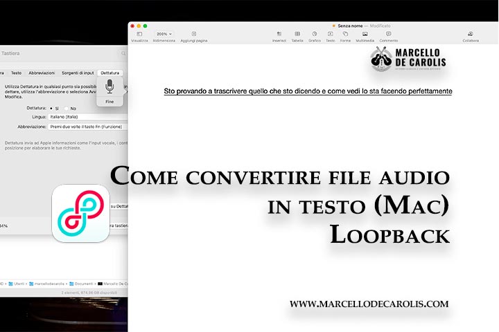 Come convertire file audio in testo Mac con loopback