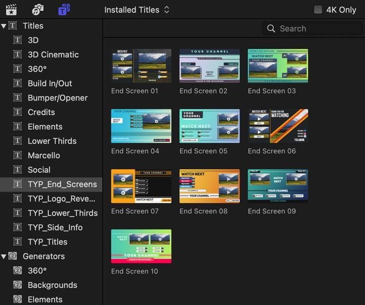 Titoli YouTuber Pack fcpx