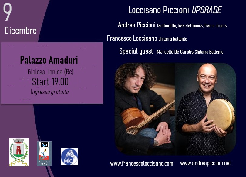 Francesco Loccisano Andrea Piccioni Marcello De Carolis concerto a Gioiosa Ionica 9 dicembre concerti natale 2022