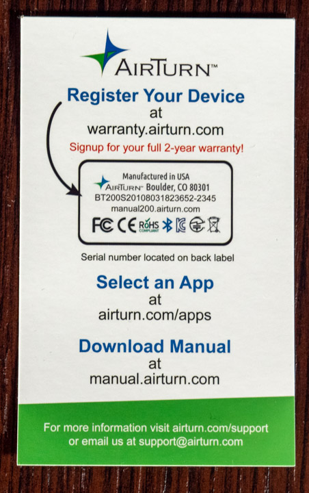 Registrare pedale AirTurn